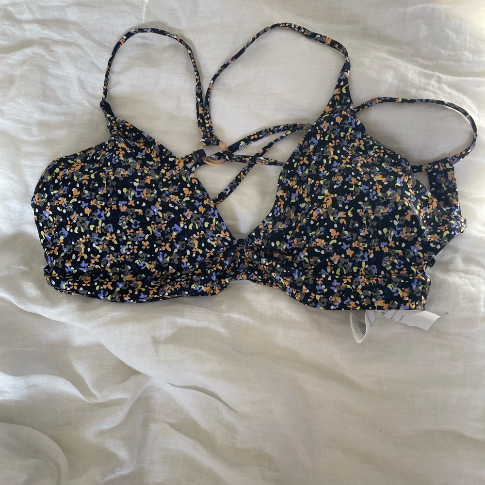 Prana Floral CrissCross-Back Bikini Top